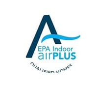 EPA Indoor airPLUS Qualified Home logo with large blue A and wave design on dark blue circle