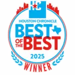 Houston Chronicle Best of the Best 2025 Winner badge for Design Tech Homes