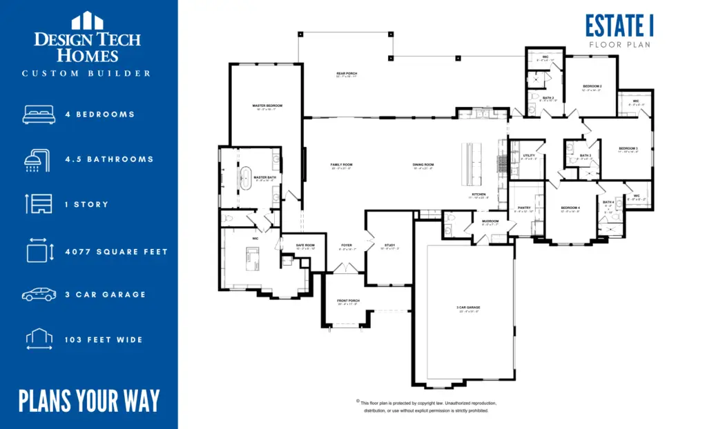 Design Tech Homes model home floor plan in The Estates of Texas Grand Ranch