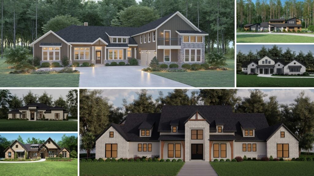 Collage of Design Tech Homes Elevations