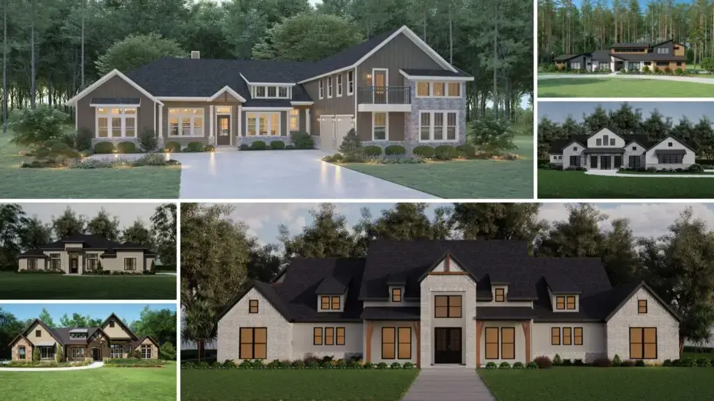 Collage of Design Tech Homes Elevations