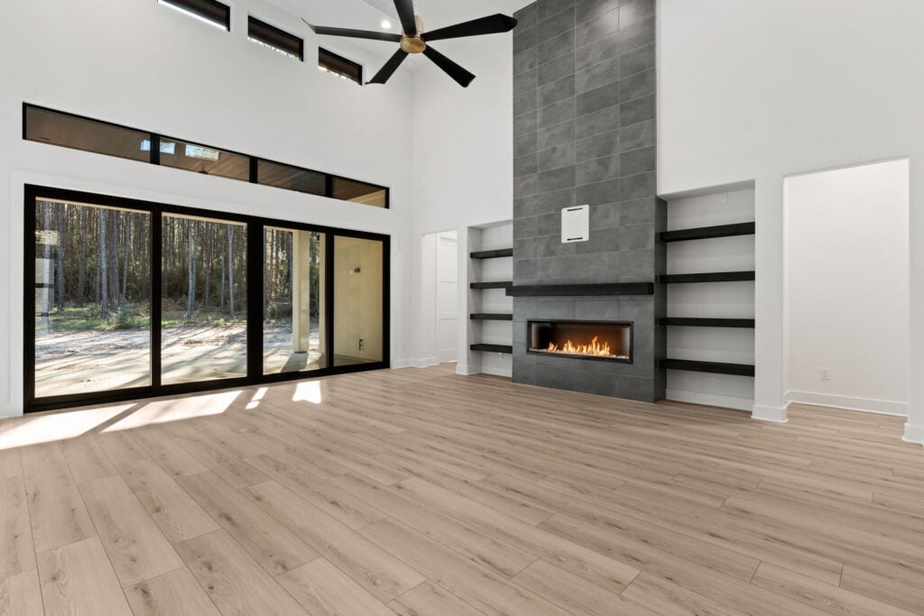 Living room with large windows and natural light
