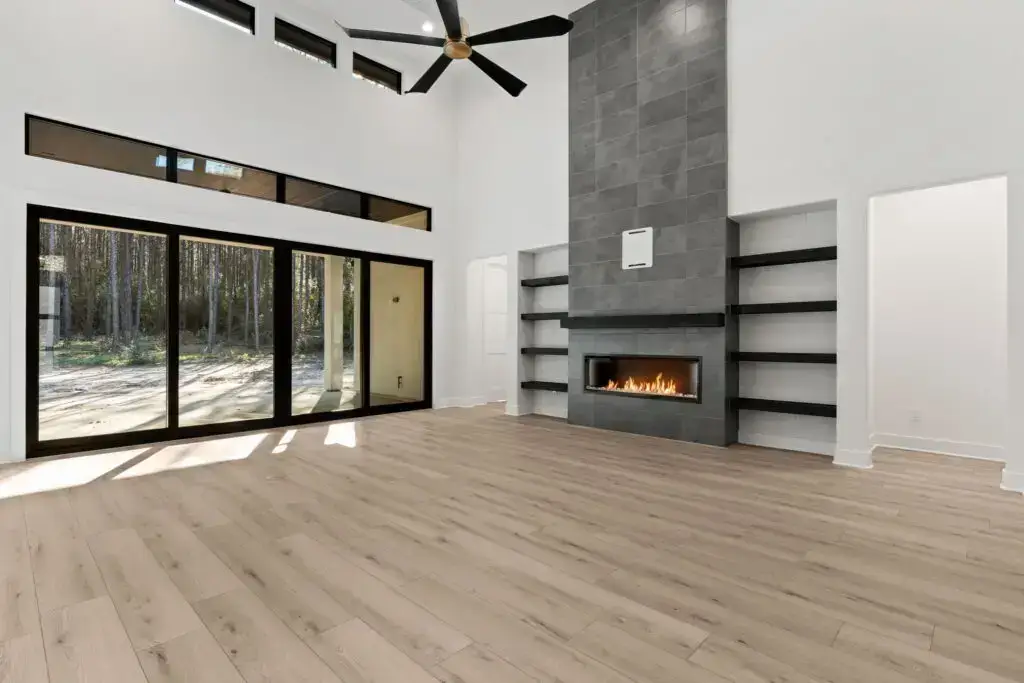 Living room with large windows and natural light