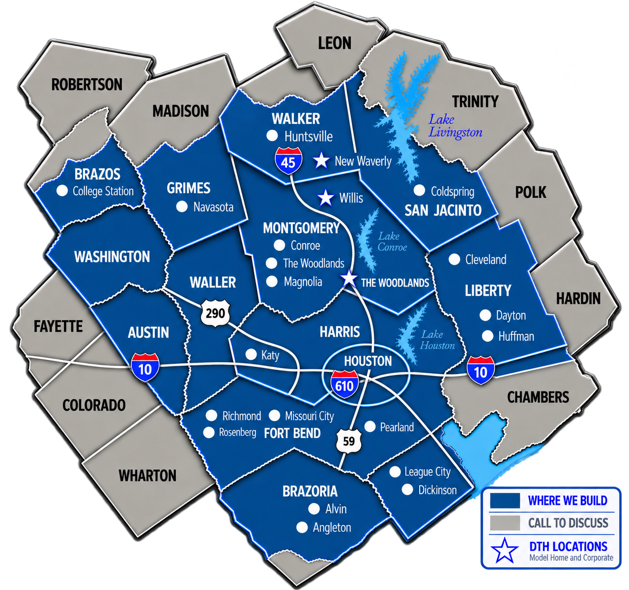 Map of where Design Tech Homes builds